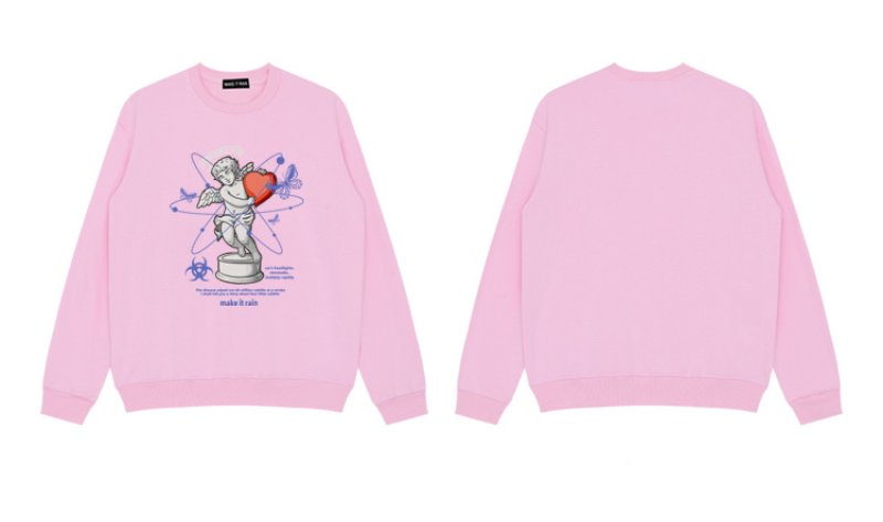 画像10: Unisex  heart& Angel Print Sweat Pullover  ユニセックス 男女兼用 ハート&エンジェルプリントスウェットプルオーバープルオーバー (10)