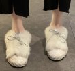 画像2:  Fur flat Baotou half slippers sandals　フラットフォー  モコモコウォーム サンダル スリッパ ミュール (2)