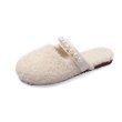 画像3:  Fur flat sandals mules slippers　フラットフォー パール付き モコモコサンダル スリッパ ミュール (3)