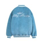画像4: lamb wool baseball jacket cotton-padded  BASEBALL JACKET baseball uniform jacket blouson  ユニセックス 男女兼用レトロ刺繍ラムフリーススタジアムジャンパー スタジャン MA-1 ボンバー ジャケット ブルゾン (4)