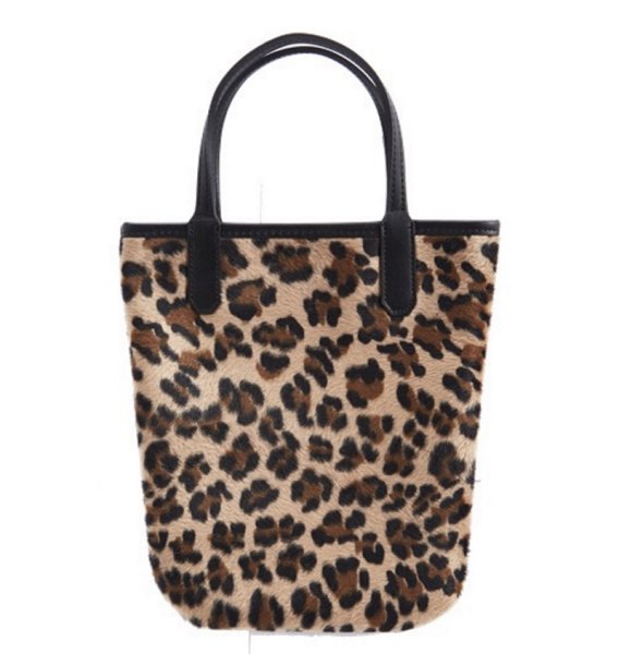 画像1: wind plush leopard patternTote bag 　ファーレオパード ヒョウ柄トートバッグ  (1)