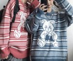 画像6: Unisex  bear crochet round neck pullover Sweater   ユニセックス 男女兼用熊ベア編み込みセーター プルオーバー (6)