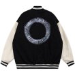 画像2: Circle alphabet graphic logo BASEBALL JACKET baseball uniform jacket blouson  ユニセックス 男女兼用サークルアルファベットグラフィックロゴスタジアムジャンパー スタジャン MA-1 ボンバー ジャケット ブルゾン (2)