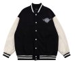 画像4: Circle alphabet graphic logo BASEBALL JACKET baseball uniform jacket blouson  ユニセックス 男女兼用サークルアルファベットグラフィックロゴスタジアムジャンパー スタジャン MA-1 ボンバー ジャケット ブルゾン (4)