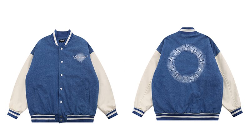 画像7: Circle alphabet graphic logo BASEBALL JACKET baseball uniform jacket blouson  ユニセックス 男女兼用サークルアルファベットグラフィックロゴスタジアムジャンパー スタジャン MA-1 ボンバー ジャケット ブルゾン (7)