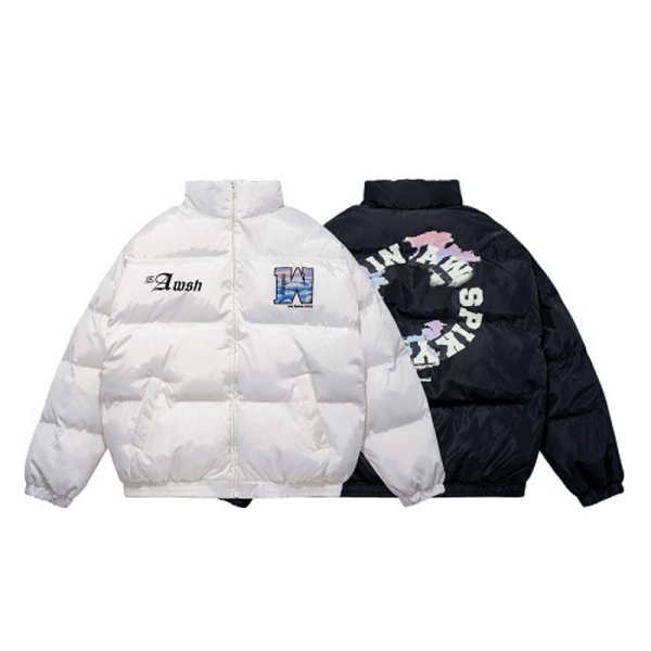 画像1: Circle alphabet logo print down jacket blouson  ユニセックス 男女兼用サークルアルファベットロゴプリントダウンジャケット  ブルゾン (1)