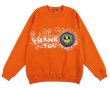画像1: Unisex embroidery smiley sun flower thankyou Sweat Pullover　 ユニセックス 男女兼用 刺繍スマイリーサンフラワーthank youスウェットプルオーバー (1)