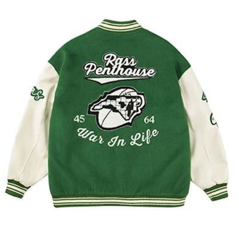 画像2: RASS pass penthouse logo BASEBALL JACKET baseball uniform jacket blouson  ユニセックス 男女兼用ペントハウス 刺繍スタジアムジャンパー スタジャン MA-1 ボンバー ジャケット ブルゾン (2)