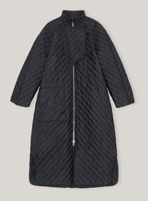 画像9: Scandinavian style design quilted black zipper long coat  　キルティング黒ジッパーロングコート (9)