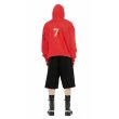 画像2: Unisex  Red Number 7 Flocking Print Couple Hoodie Sweater  ユニセックス 男女兼用 ナンバー7ロゴフーディ プルオーバー (2)