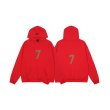 画像1: Unisex  Red Number 7 Flocking Print Couple Hoodie Sweater  ユニセックス 男女兼用 ナンバー7ロゴフーディ プルオーバー (1)
