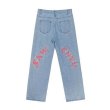 画像2: Unisex high street letter printed jeans pants trousers 　男女兼用ユニセックス レタープリントデニム ジーンズパンツ (2)