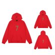 画像8: Unisex  Red Number 7 Flocking Print Couple Hoodie Sweater  ユニセックス 男女兼用 ナンバー7ロゴフーディ プルオーバー (8)