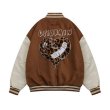 画像2: flocking leopard print love BASEBALL JACKET baseball uniform jacket blouson  ユニセックス 男女兼用ヒョウ柄レオパードハートスタジアムジャンパー スタジャン MA-1 ボンバー ジャケット ブルゾン (2)