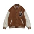 画像4: flocking leopard print love BASEBALL JACKET baseball uniform jacket blouson  ユニセックス 男女兼用ヒョウ柄レオパードハートスタジアムジャンパー スタジャン MA-1 ボンバー ジャケット ブルゾン (4)