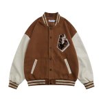 画像4: flocking leopard print love BASEBALL JACKET baseball uniform jacket blouson  ユニセックス 男女兼用ヒョウ柄レオパードハートスタジアムジャンパー スタジャン MA-1 ボンバー ジャケット ブルゾン (4)