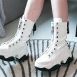 画像10: round head sponge cake thick bottom boots  　ラウンドヘッドスポンジケーキ厚底レースアップブーツ (10)