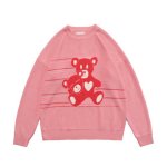 画像3: Unisex  cartoon bear round neck pullover Sweater   ユニセックス 男女兼用 ダブルベア熊 編み込みセーター プルオーバー (3)