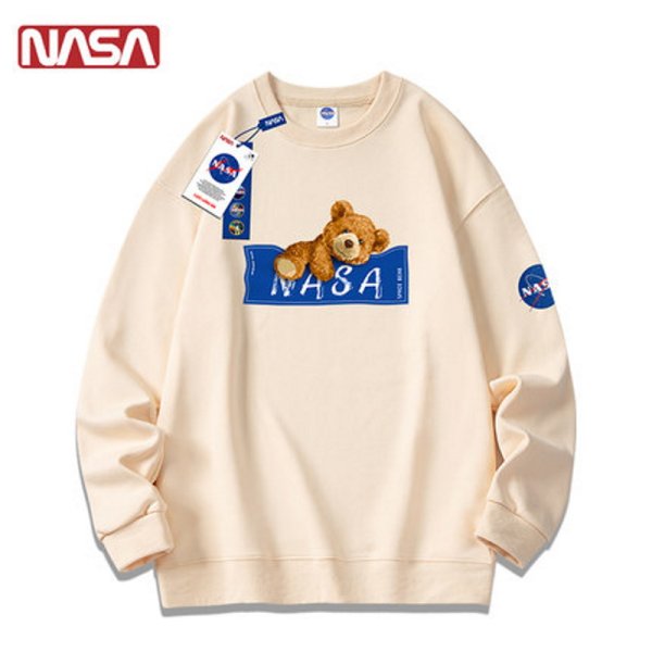画像1: Unisex NASA&teddyBear print  sweatshirt　男女兼用  ユニセックスナサNASA＆テディーベア熊 長袖スウェット トレーナー (1)