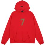 画像6: Unisex  Red Number 7 Flocking Print Couple Hoodie Sweater  ユニセックス 男女兼用 ナンバー7ロゴフーディ プルオーバー (6)