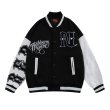 画像3: blackberry smoke BASEBALL JACKET baseball uniform jacket blouson  ユニセックス 男女兼用ブラックベリー スモークロゴスタジアムジャンパー スタジャン MA-1 ボンバー ジャケット ブルゾン (3)