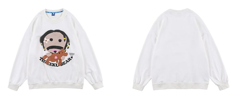 画像7: Unisex foam printing bear pullover Sweater  ユニセックス 男女兼用 ベア熊プリントプルオーバー トレーナー (7)