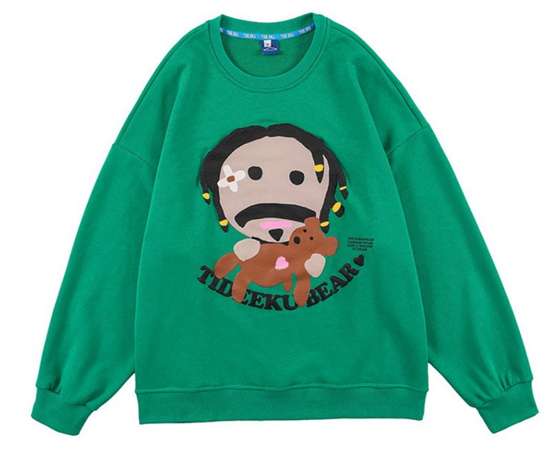 画像9: Unisex foam printing bear pullover Sweater  ユニセックス 男女兼用 ベア熊プリントプルオーバー トレーナー (9)