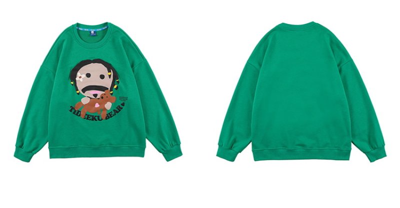 画像5: Unisex foam printing bear pullover Sweater  ユニセックス 男女兼用 ベア熊プリントプルオーバー トレーナー (5)