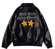 画像5: leather embroidered street motorcycle jacket BASEBALL JACKET baseball uniform jacket blouson  ユニセックス 男女兼用LA刺繍レザースタジアムジャンパー スタジャン MA-1 ボンバー ジャケット ブルゾン (5)