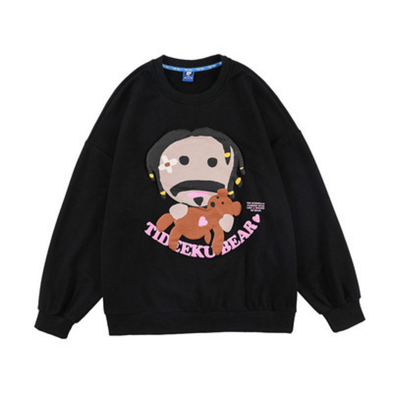 画像2: Unisex foam printing bear pullover Sweater  ユニセックス 男女兼用 ベア熊プリントプルオーバー トレーナー (2)