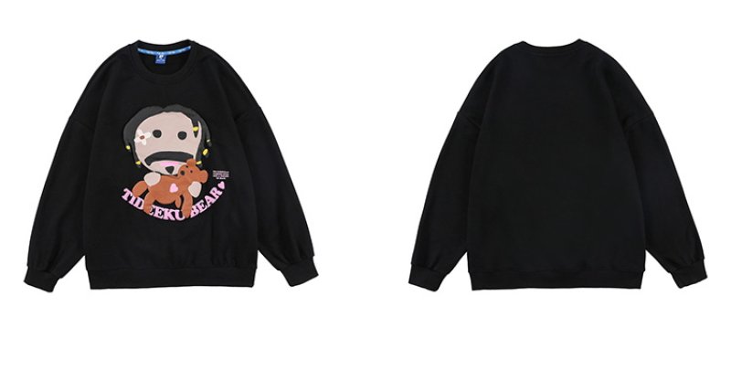 画像6: Unisex foam printing bear pullover Sweater  ユニセックス 男女兼用 ベア熊プリントプルオーバー トレーナー (6)