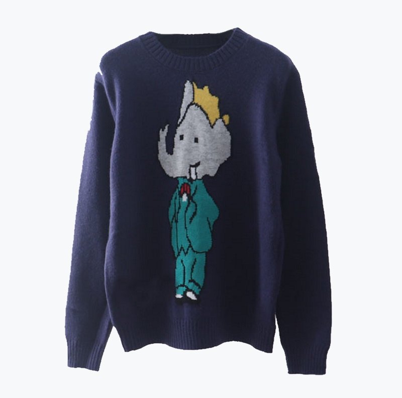 画像2: Women baby elephant cartoon pattern Sweater　ベビーエレファント 象 編み込みセーター プルオーバー (2)