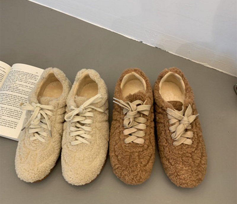 画像3:  lamb wool lace-up shoes sneakers  ラムモコモコレースアップスニーカー (3)