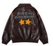 画像4: leather embroidered street motorcycle jacket BASEBALL JACKET baseball uniform jacket blouson  ユニセックス 男女兼用LA刺繍レザースタジアムジャンパー スタジャン MA-1 ボンバー ジャケット ブルゾン (4)