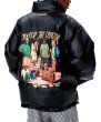 画像1: Classic hip hop photo print leather down jacket coat blouson  ユニセックス 男女兼用クラシックヒップホップフォトプリントレザーダウンジャケット ブルゾン (1)