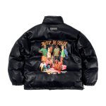 画像3: Classic hip hop photo print leather down jacket coat blouson  ユニセックス 男女兼用クラシックヒップホップフォトプリントレザーダウンジャケット ブルゾン (3)