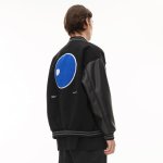 画像4: DIMC towel embroidery and PU leather BASEBALL JACKET baseball uniform jacket blouson  ユニセックス 男女兼用DIMCブルーサークルスタジアムジャンパー スタジャン MA-1 ボンバー ジャケット ブルゾン (4)