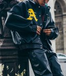 画像3: FFF DONCARE AFGK A FEW GOOD KIDS PU leather hose emblem BASEBALL JACKET baseball uniform jacket blouson  ユニセックス 男女兼用レザーホースエンブレムスタジアムジャンパー スタジャン MA-1 ボンバー ジャケット ブルゾン (3)