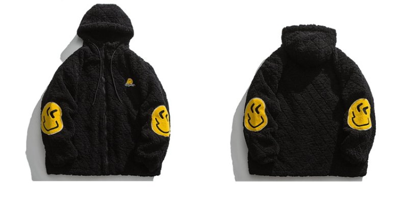 画像3: Lamb velve smiley printt  JACKET  blouson  ユニセックス 男女兼用スマイルプリントファー ジャケット ブルゾン (3)