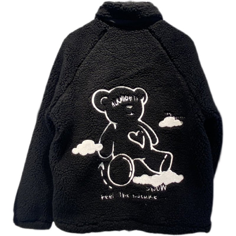 画像3: lamb hair Heart & Bear Fleece Jacket blouson  ユニセックス 男女兼用ハート&ベア 熊ファー ジャケット ブルゾン フリース (3)