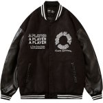 画像3: Double circle logoBASEBALL JACKET baseball uniform jacket blouson  ユニセックス 男女兼用ダブルサークルロゴスタジアムジャンパー スタジャン MA-1 ボンバー ジャケット ブルゾン (3)