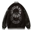 画像1: Double circle logoBASEBALL JACKET baseball uniform jacket blouson  ユニセックス 男女兼用ダブルサークルロゴスタジアムジャンパー スタジャン MA-1 ボンバー ジャケット ブルゾン (1)