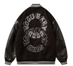 画像1: Double circle logoBASEBALL JACKET baseball uniform jacket blouson  ユニセックス 男女兼用ダブルサークルロゴスタジアムジャンパー スタジャン MA-1 ボンバー ジャケット ブルゾン (1)