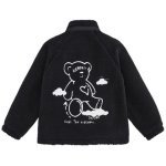 画像4: lamb hair Heart & Bear Fleece Jacket blouson  ユニセックス 男女兼用ハート＆ベア 熊ファー ジャケット ブルゾン フリース (4)