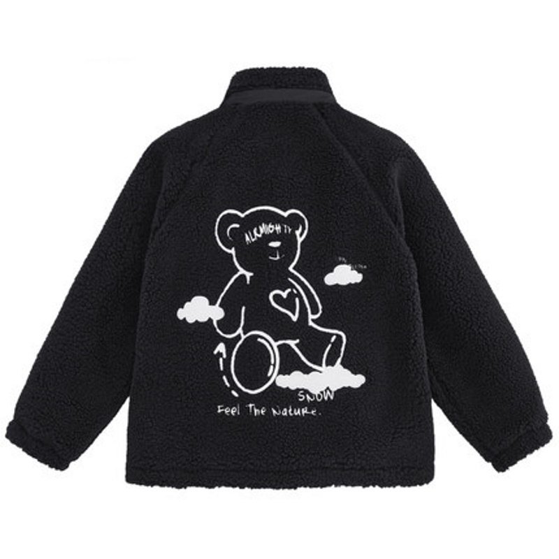 画像4: lamb hair Heart & Bear Fleece Jacket blouson  ユニセックス 男女兼用ハート&ベア 熊ファー ジャケット ブルゾン フリース (4)