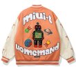 画像2: Robot embroidery BASEBALL JACKET baseball uniform jacket blouson  ユニセックス 男女兼用ロボット刺繍スタジアムジャンパー スタジャン MA-1 ボンバー ジャケット ブルゾン (2)