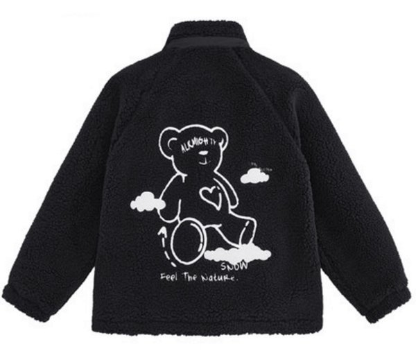 画像1: lamb hair Heart & Bear Fleece Jacket blouson  ユニセックス 男女兼用ハート＆ベア 熊ファー ジャケット ブルゾン フリース (1)