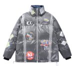 画像1: NASA transparent waterproof padded jacket emblem stand-collar down jacket coat blouson   ユニセックス 男女兼用ナサカラフルエンブレムダウンジャケット ブルゾン (1)