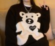 画像5: Women's Bear & heart pattern embroidered Sweater　ベア 熊＆ハート編み込みセーター プルオーバー (5)