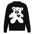 画像1: Women's Bear & heart pattern embroidered Sweater　ベア 熊＆ハート編み込みセーター プルオーバー (1)